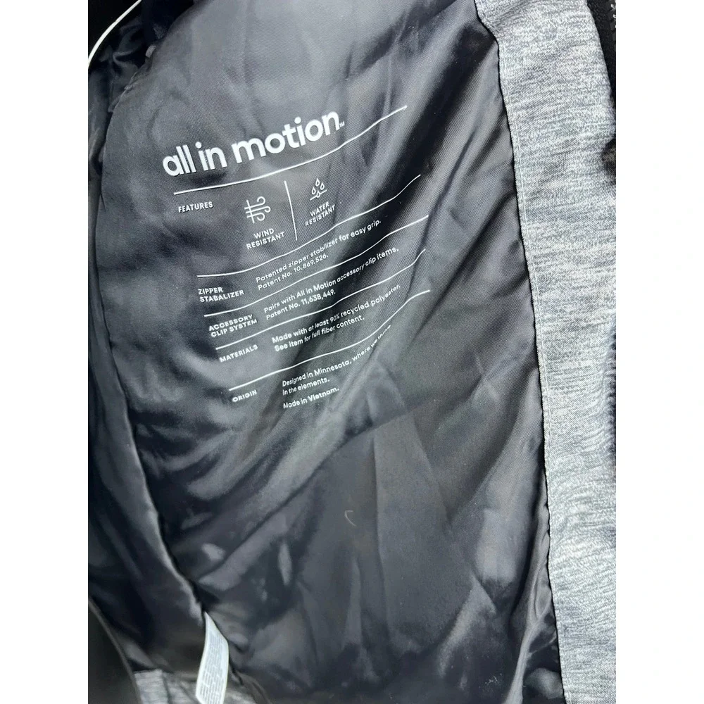 All in Motion‎ Kids Gray Puffer Jacket Wind Water Resistant Full Zip S